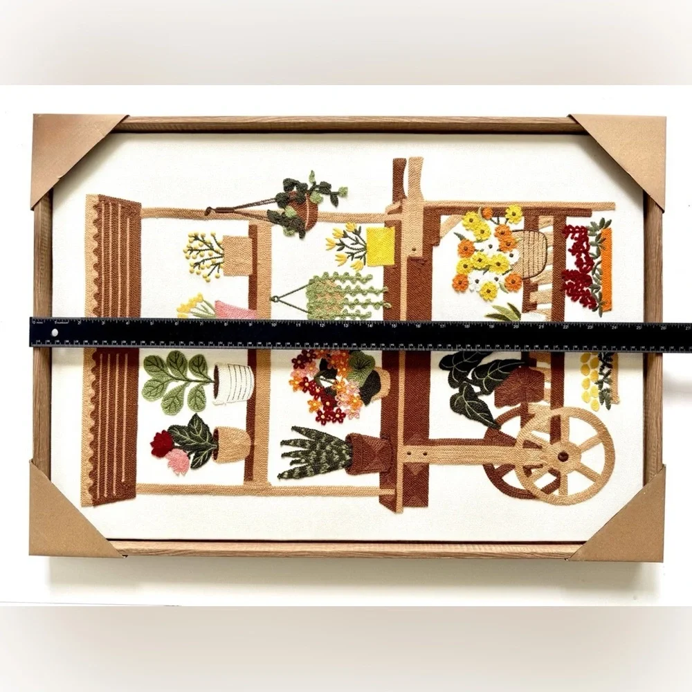 BP Home Botanical Cart Woven Embroidered Wall Art Print - Multi-Color